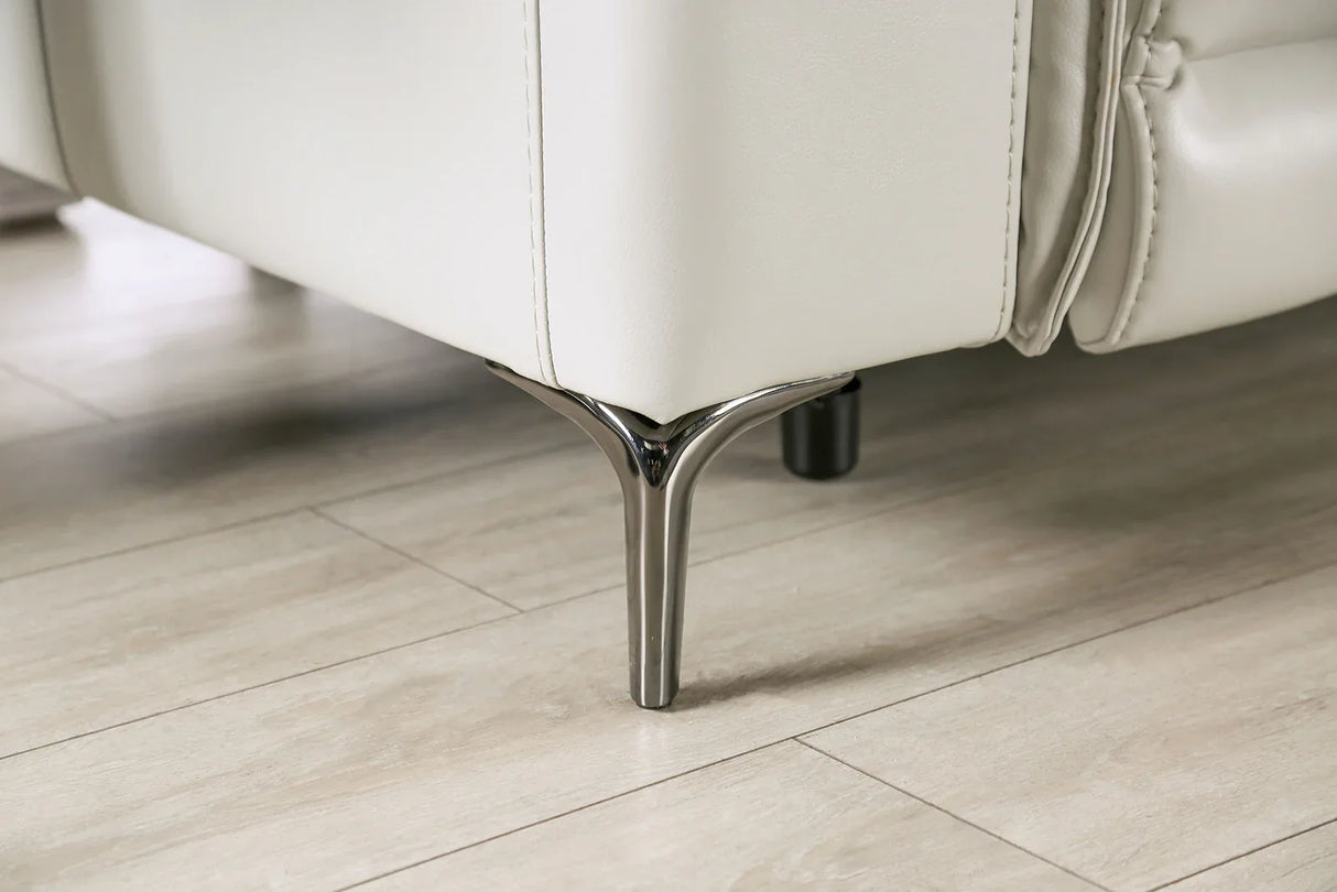 Contemporary Light Taupe Power Recliner With Pillow Top Arms - Omega Lifestyles