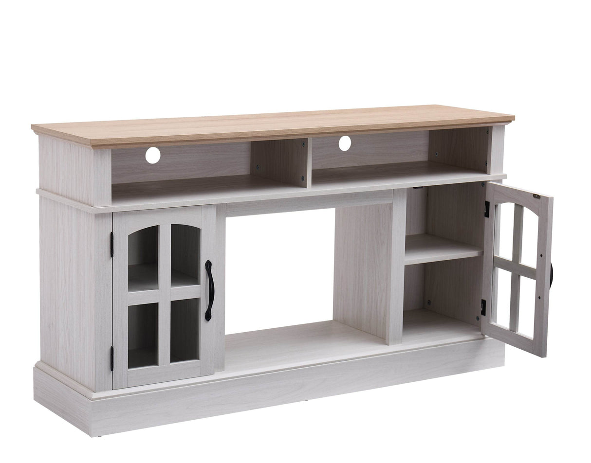 58-Inch Jasmine White Electric Fireplace TV Stand - Sleep Galleria