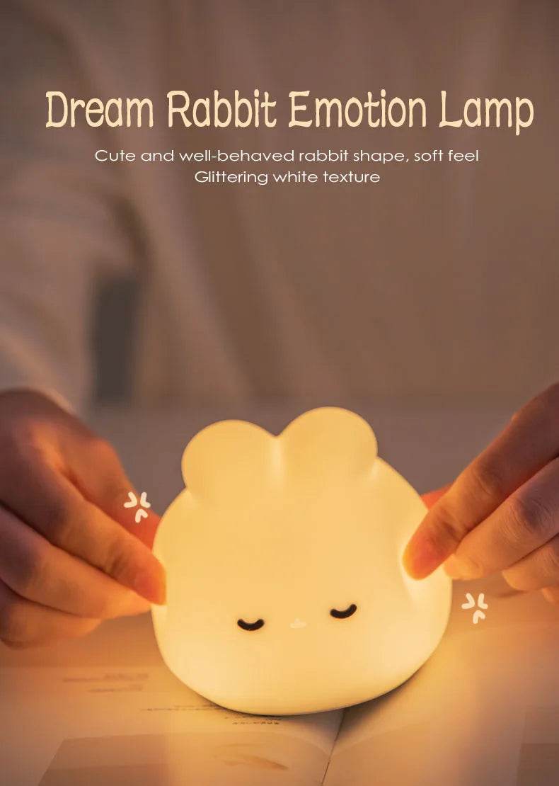 Cute Bunny Silicone Rechargeable LED Night Light - Sleep Galleria