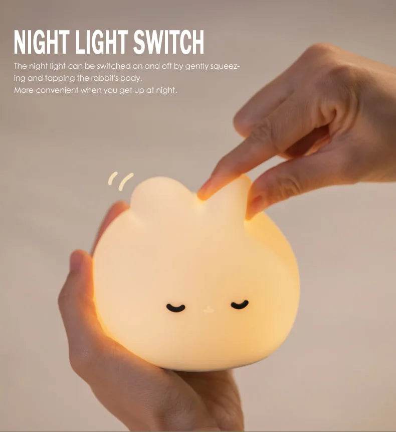 Cute Bunny Silicone Rechargeable LED Night Light - Sleep Galleria