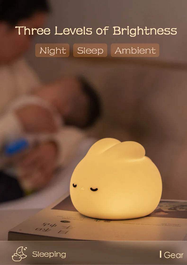 Cute Bunny Silicone Rechargeable LED Night Light - Sleep Galleria