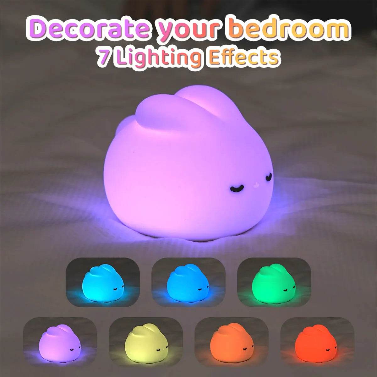 Cute Bunny Silicone Rechargeable LED Night Light - Sleep Galleria