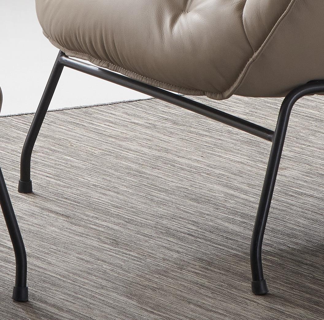 Khaki Top Grain Leather Accent Chair And Ottoman - Omega Lifestyles