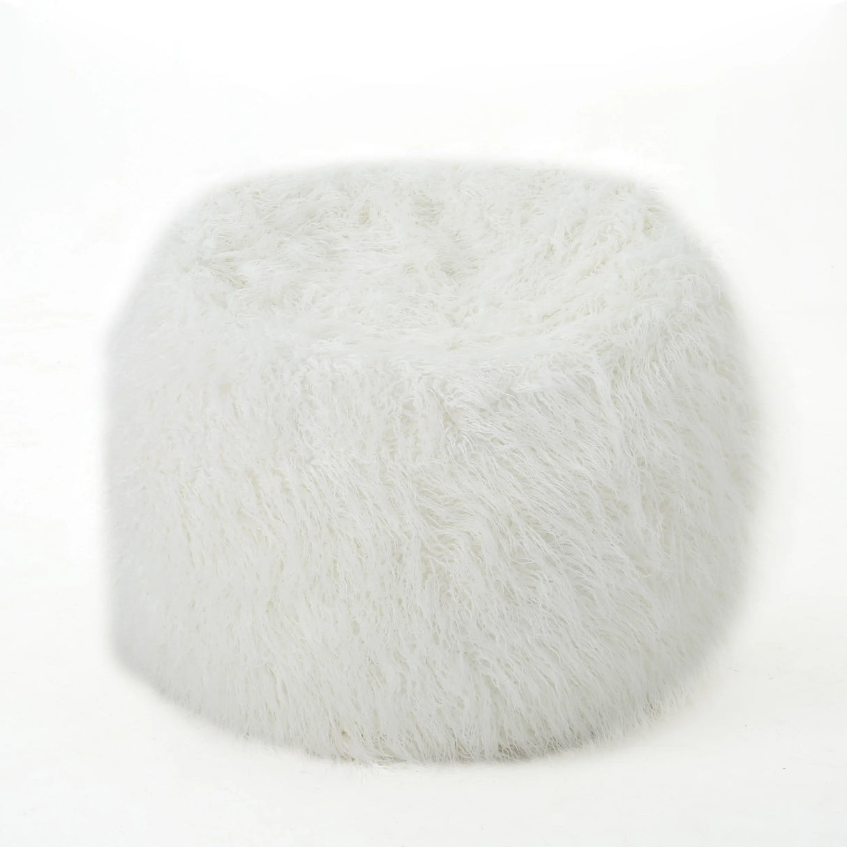Cozy Rounded Faux Fur Foam Filled Bean Bag Chair - Omega Lifestyles