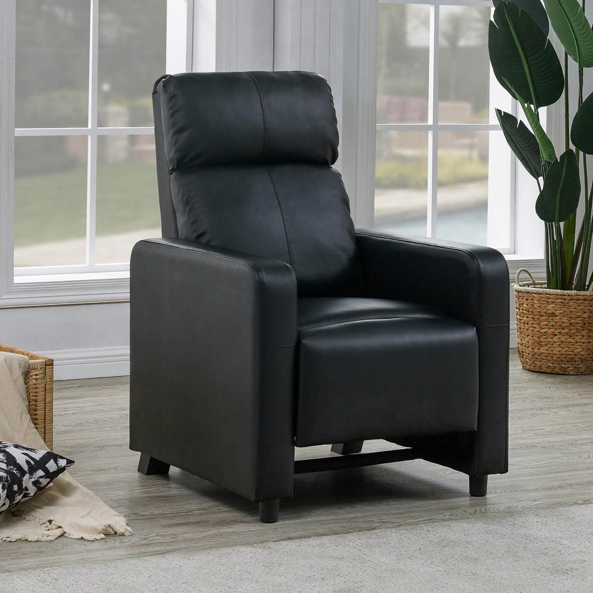 Contemporary Medium-Firm Faux Leather Push-Back Recliner