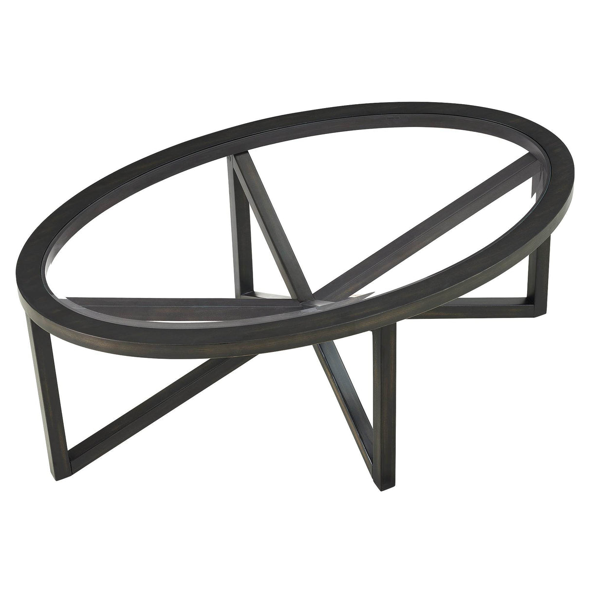 Modern Round Tempered Glass Coffee Table With Wood Base - Sleep Galleria