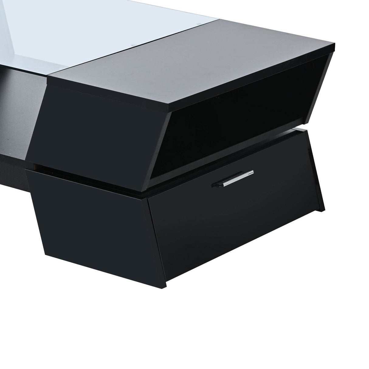 Modernist 2-Tier Black Tempered Glass Coffee Table - Sleep Galleria
