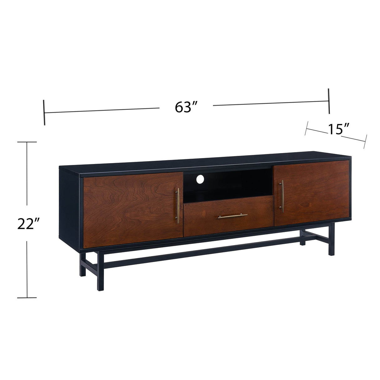 Midcentury Modern Black MDF Media Console Cabinet - Sleep Galleria