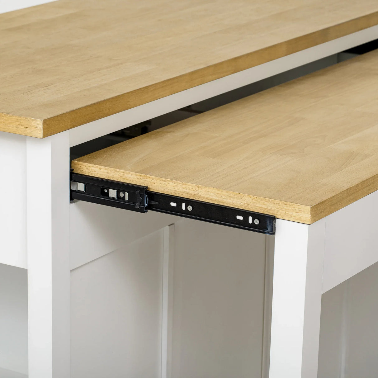 47-Inch Extendable Rubber Wood Veneer Kitchen Island - Omega Lifestyles