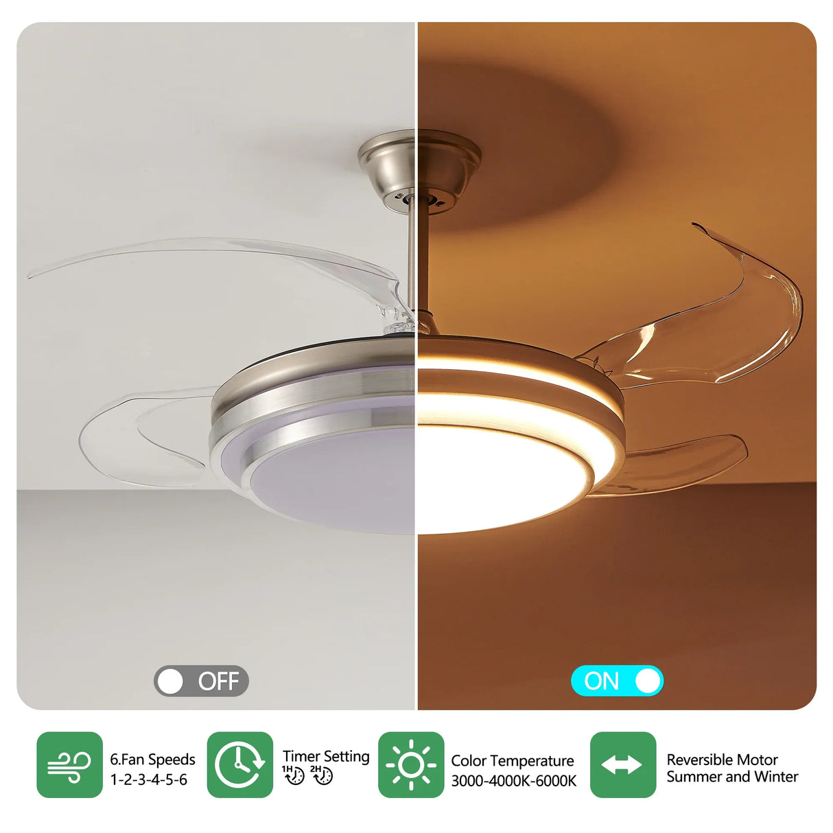 42-Inch Modern LED Ceiling Fan With Remote Control - Omega Lifestyles