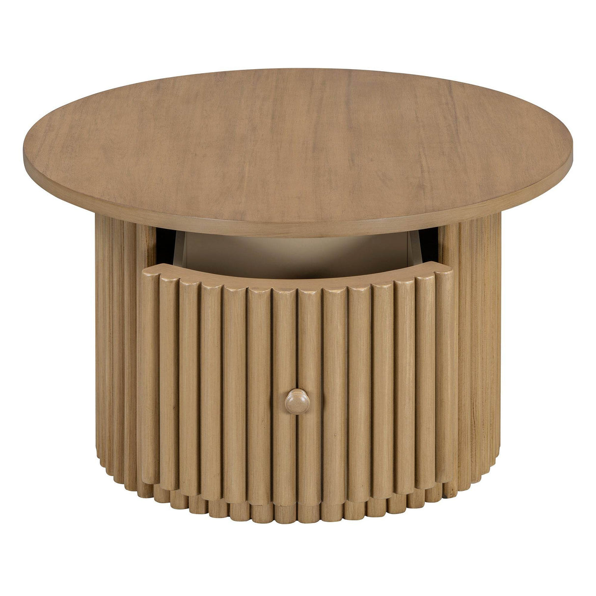 Round Farmhouse Coffee Table With Drawer - Sleep Galleria