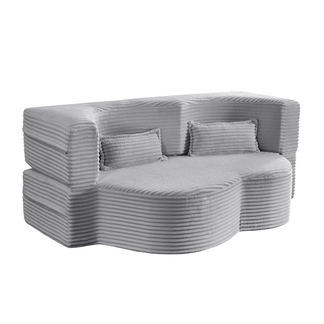Full Size Plush Corduroy Folding Sleeper Sofa Bed With Pillows - Omega Lifestyles