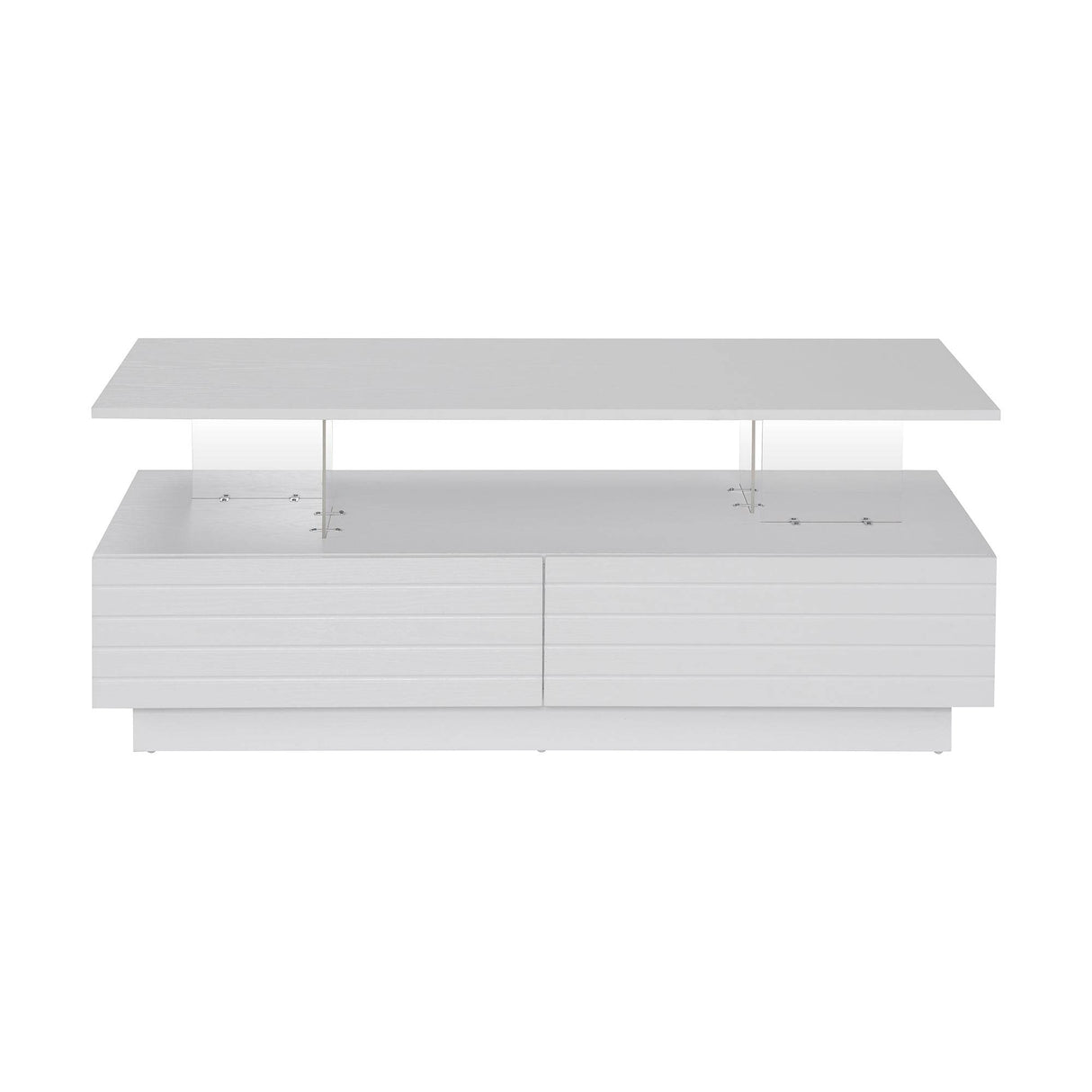 Modern White LED Lighting Coffee Table With Drawers - Sleep Galleria