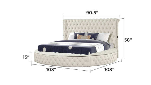 Modern Velvet Upholstered Wood Queen Bed Frame With USB Charger - Omega Lifestyles