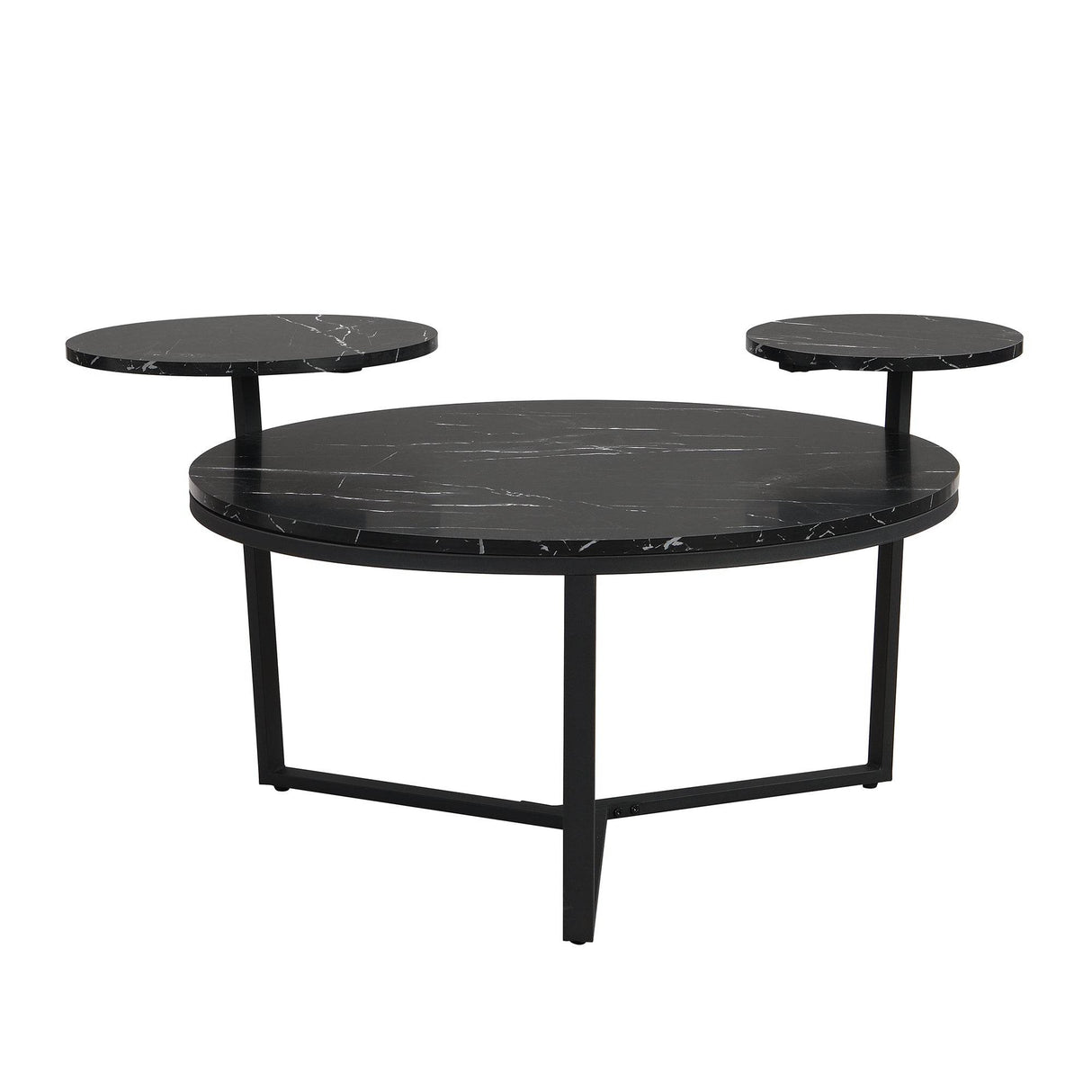 Modern Round Coffee Table With Faux Marble Shelves - Sleep Galleria