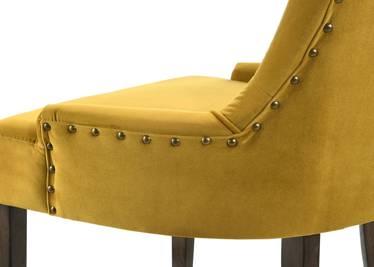Set of 2 Plush Yellow Velvet Upholstered Side Chairs - Omega Lifestyles