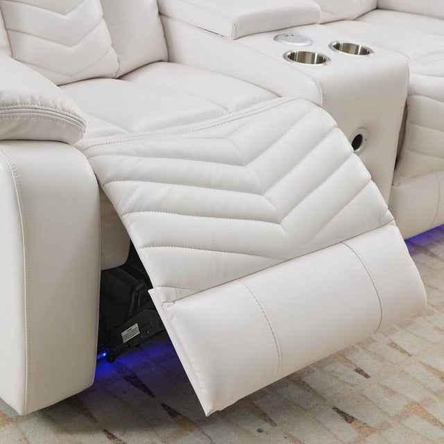 Technical Leather 6-Seat Power Reclining Sofa Set With USB Charger - Omega Lifestyles