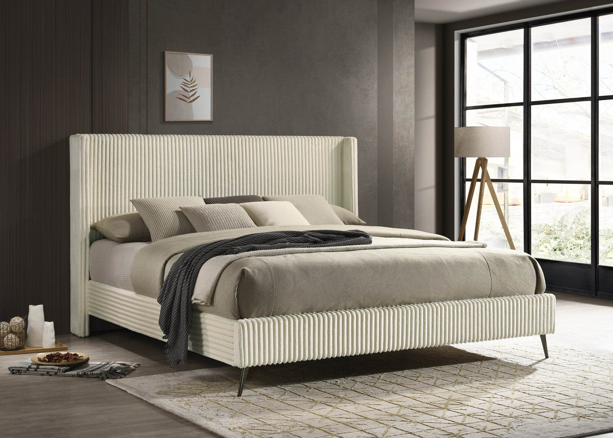 Wide Wale Corduroy Upholstered Contemporary Panel Bed