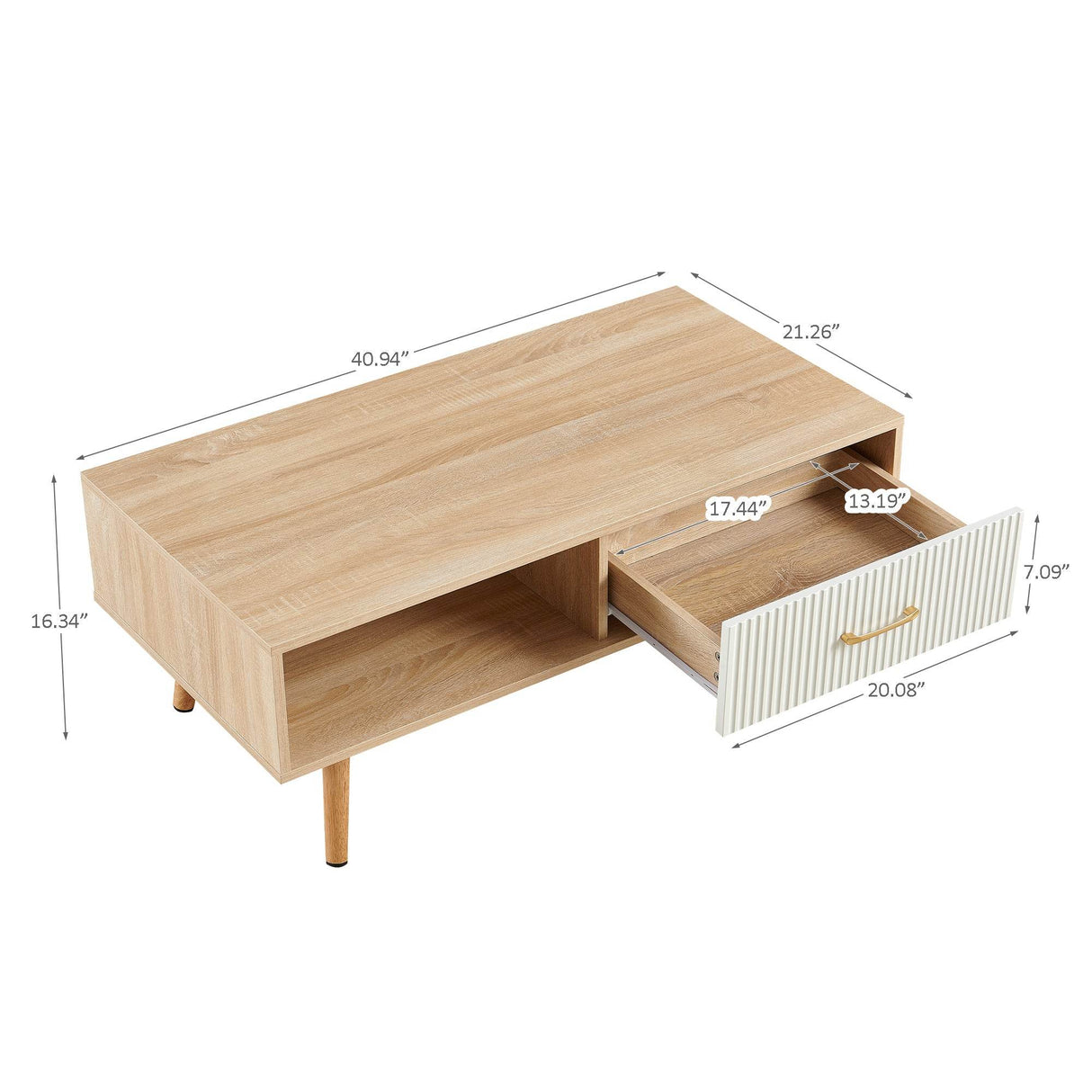 Solid Wood Modern Rectangle Coffee Table With Drawer Storage - Sleep Galleria
