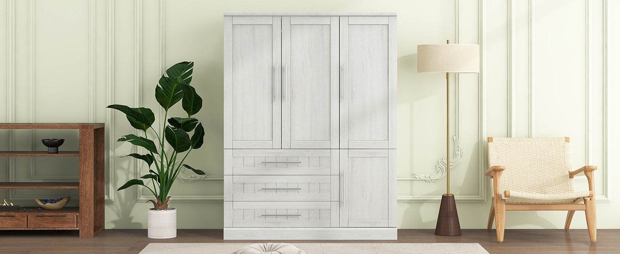 Classic White Solid Wood 4 Door Wardrobe With Drawers - Omega Lifestyles