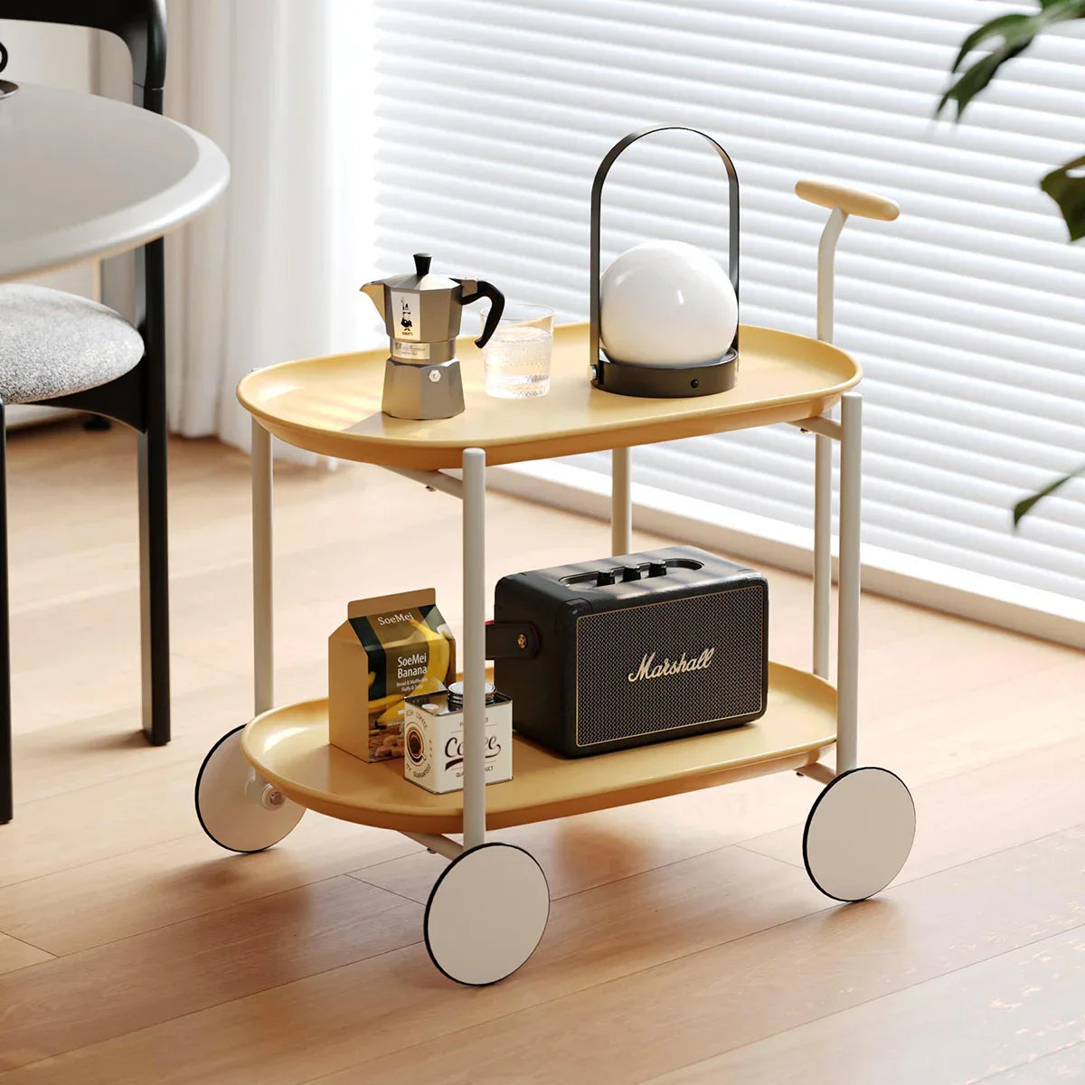 Antique Yellow Artsy Mobile Kitchen Storage Cart - Omega Lifestyles