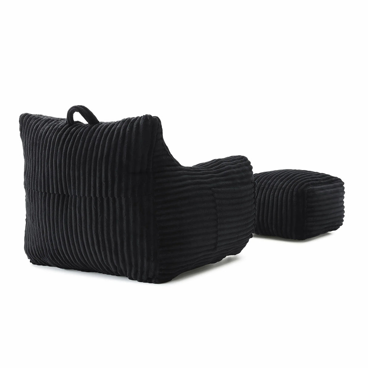 Medium-Soft Corduroy Bean Bag Chair With Footstool - Omega Lifestyles