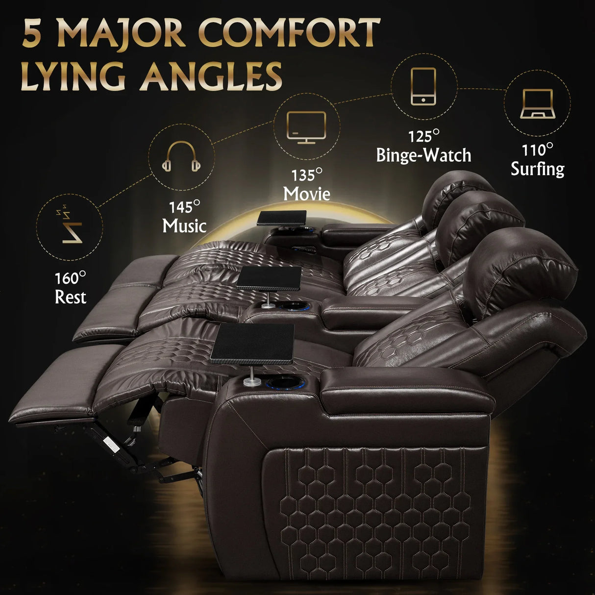 Top-Grain Nappa Leather Power Recliner With RGB Lighting - Omega Lifestyles