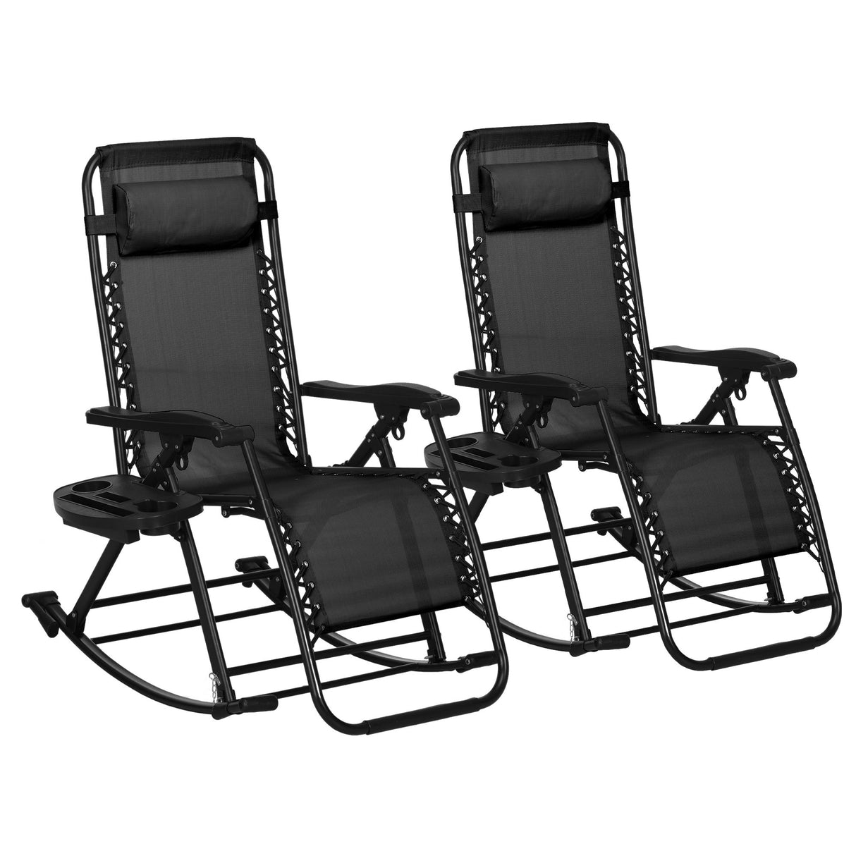 2-Piece Outdoor Zero Gravity Reclining Steel Rocking Chairs