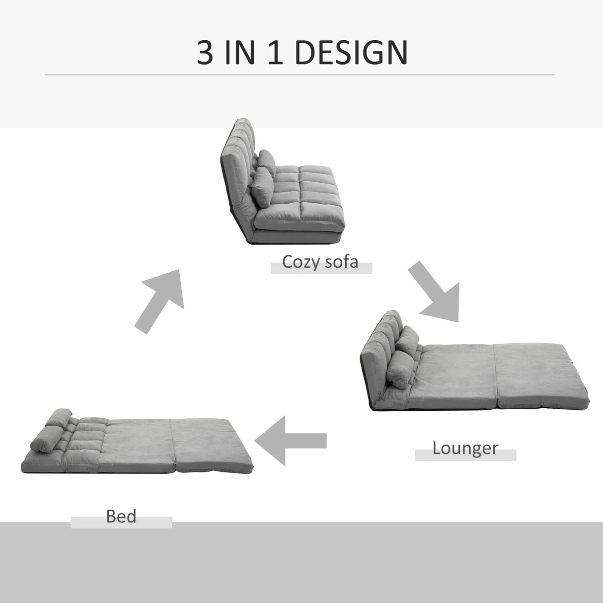 Adjustable Folding Floor Sofa Chair With Two Pillows - Omega Lifestyles