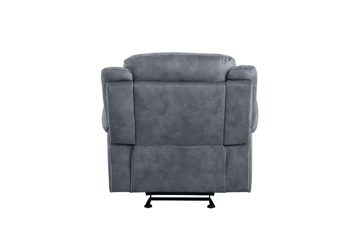 Two-Tone Gray Velvet Motion Glider Recliner Chair - Omega Lifestyles