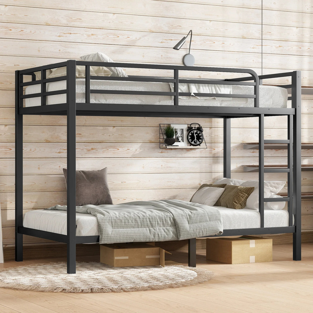 Metal Twin XL Over Twin XL Space-Saving Bunk Bed - Omega Lifestyles