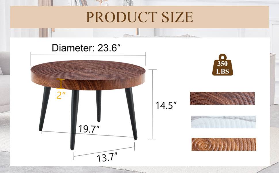 Modern Round MDF And Metal Walnut Coffee Table - Sleep Galleria