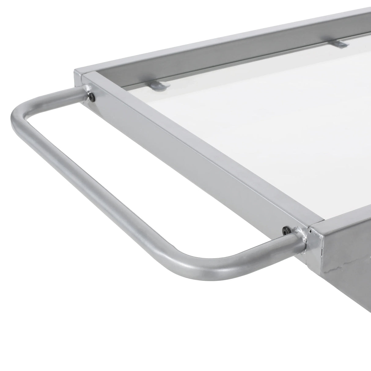 Modern Z-Shaped Silver Glass And Metal Bar Cart - Omega Lifestyles