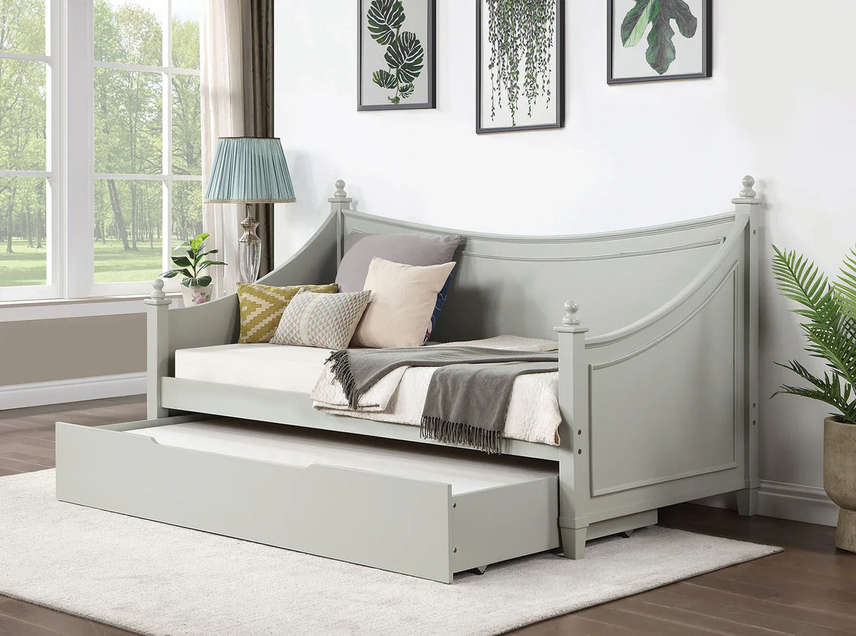 Transitional Light Gray Solid Wood Twin Daybed Frame - Omega Lifestyles
