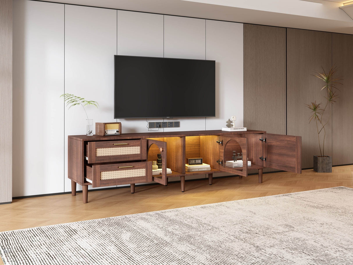 Rattan-Inspired Media Console TV Stand With Storage - Sleep Galleria