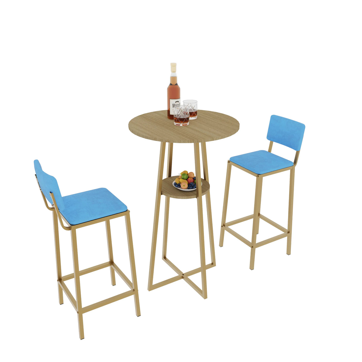 Three Piece Bar Table And Chairs Set With Storage - Omega Lifestyles
