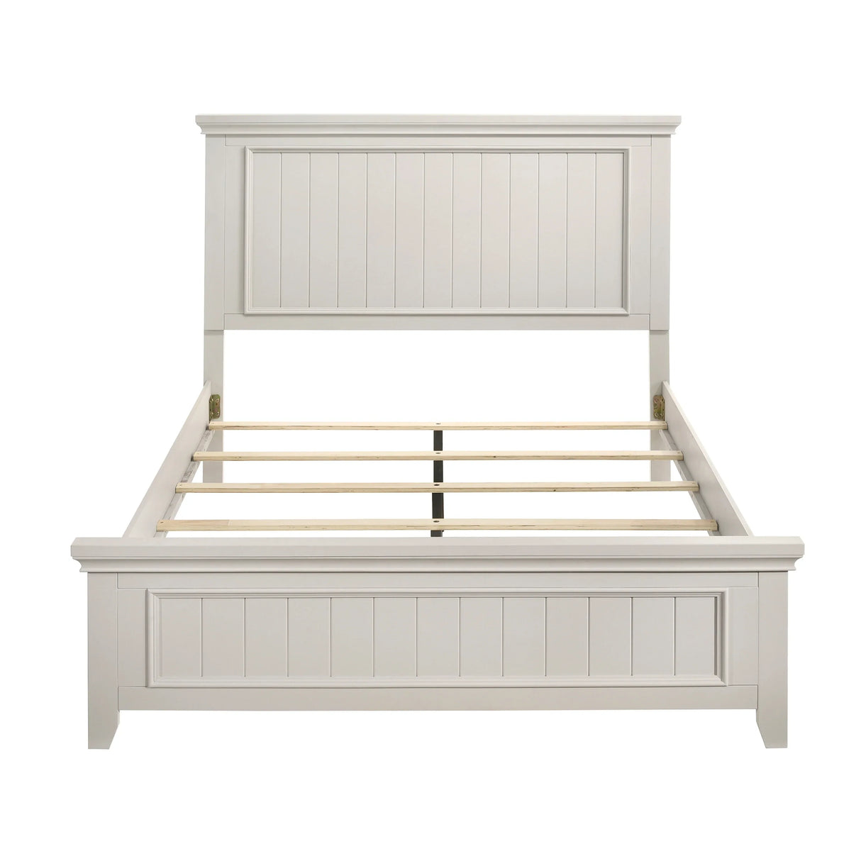 Queen Farmhouse White Wood Panel Bed Frame - Omega Lifestyles