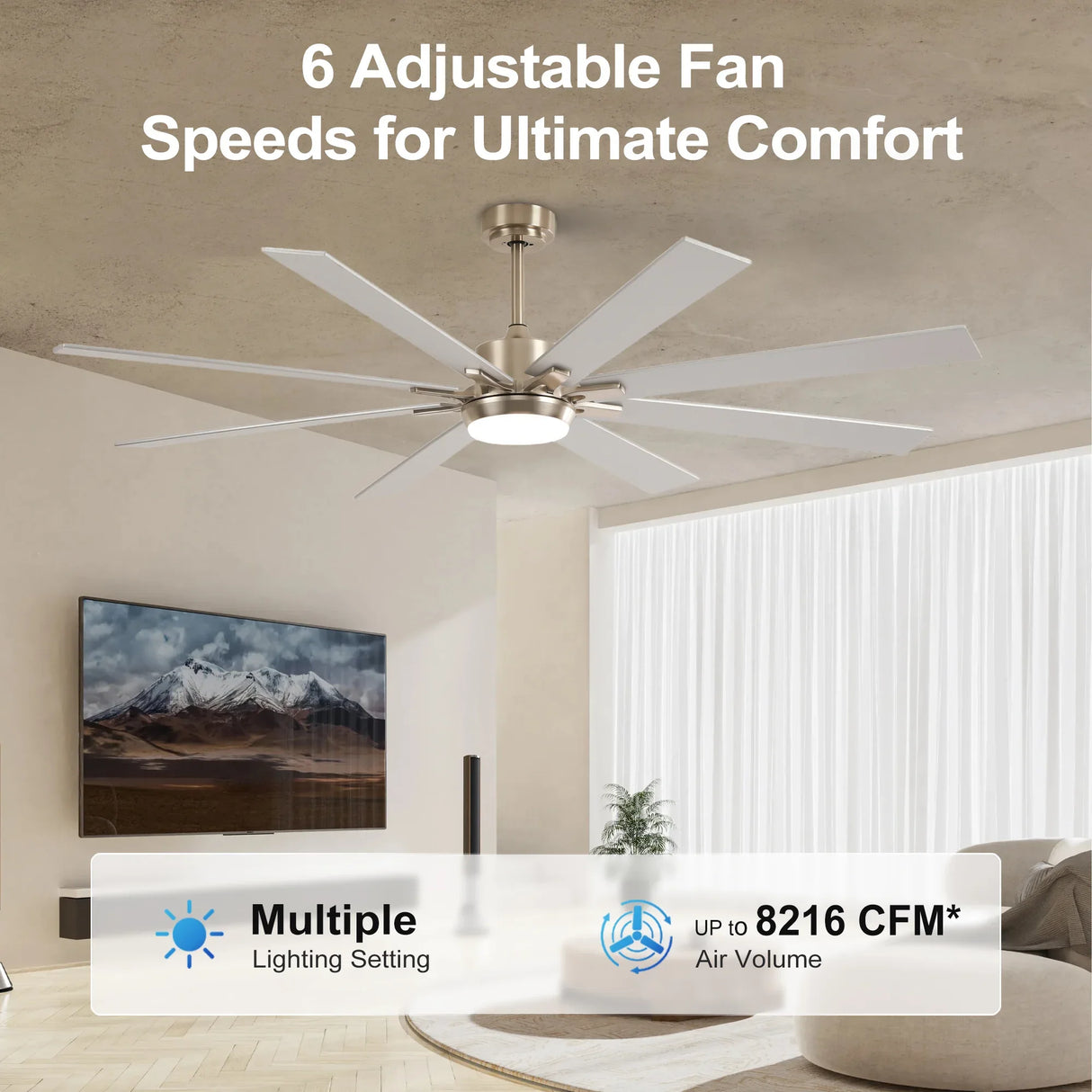72-Inch Remote Control Modern Dimmable LED Ceiling Fan - Omega Lifestyles