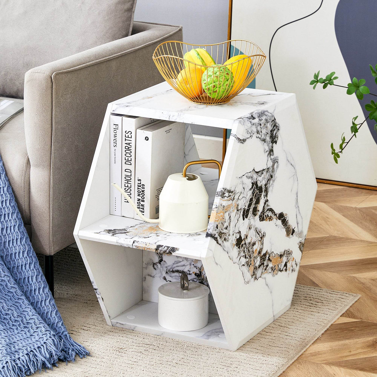 Hexagonal MDF Modern Stand-Up Coffee Table - Sleep Galleria