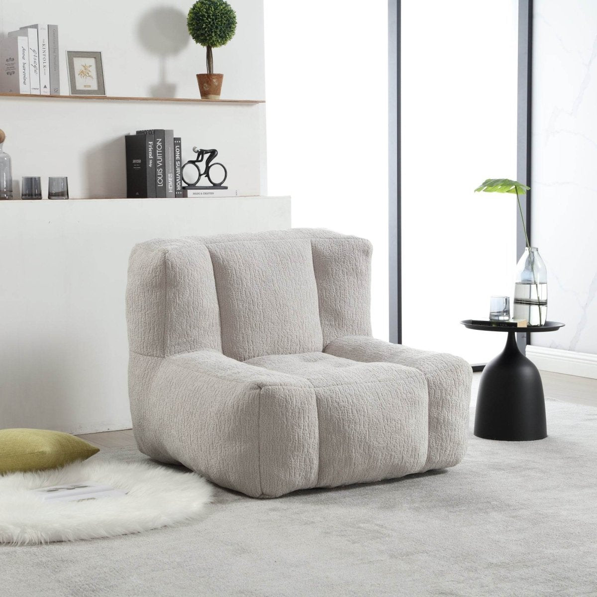 Fluffy Velvet Bean Bag Chair With Ottoman - Sleep Galleria