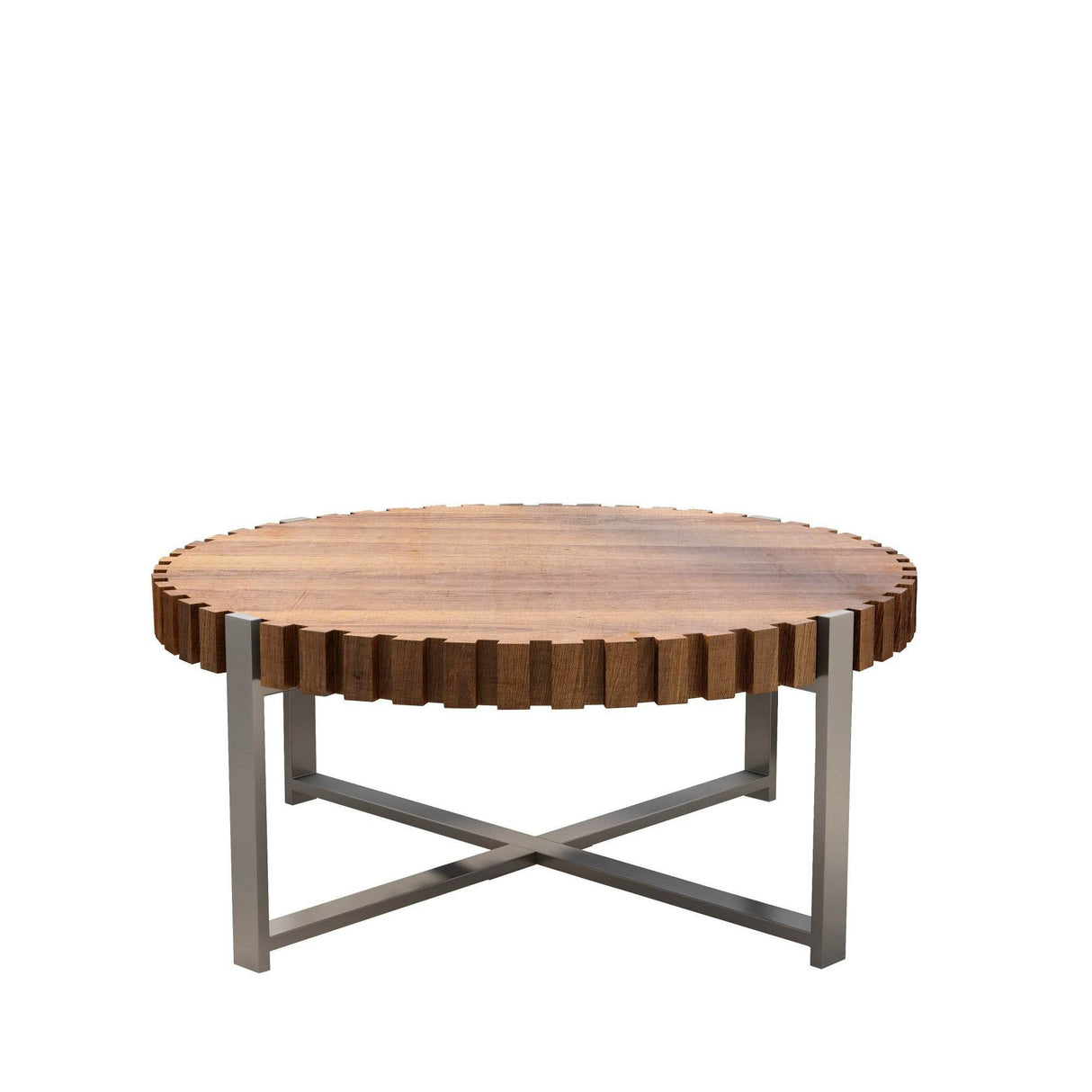 Modern Circular Wood Grain Drum-Shaped Coffee Table - Sleep Galleria