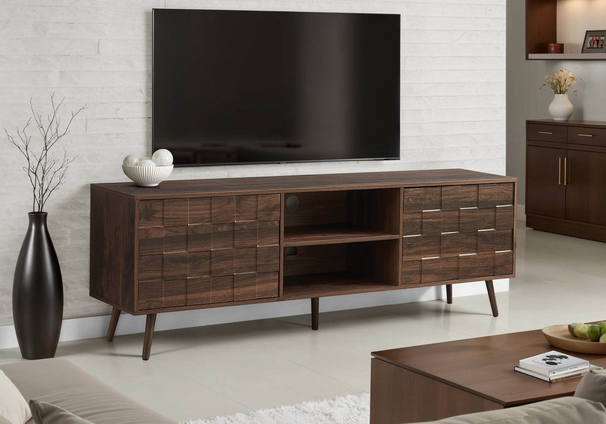 Mid Century Walnut Laminate 72-Inch TV Stand Console - Sleep Galleria