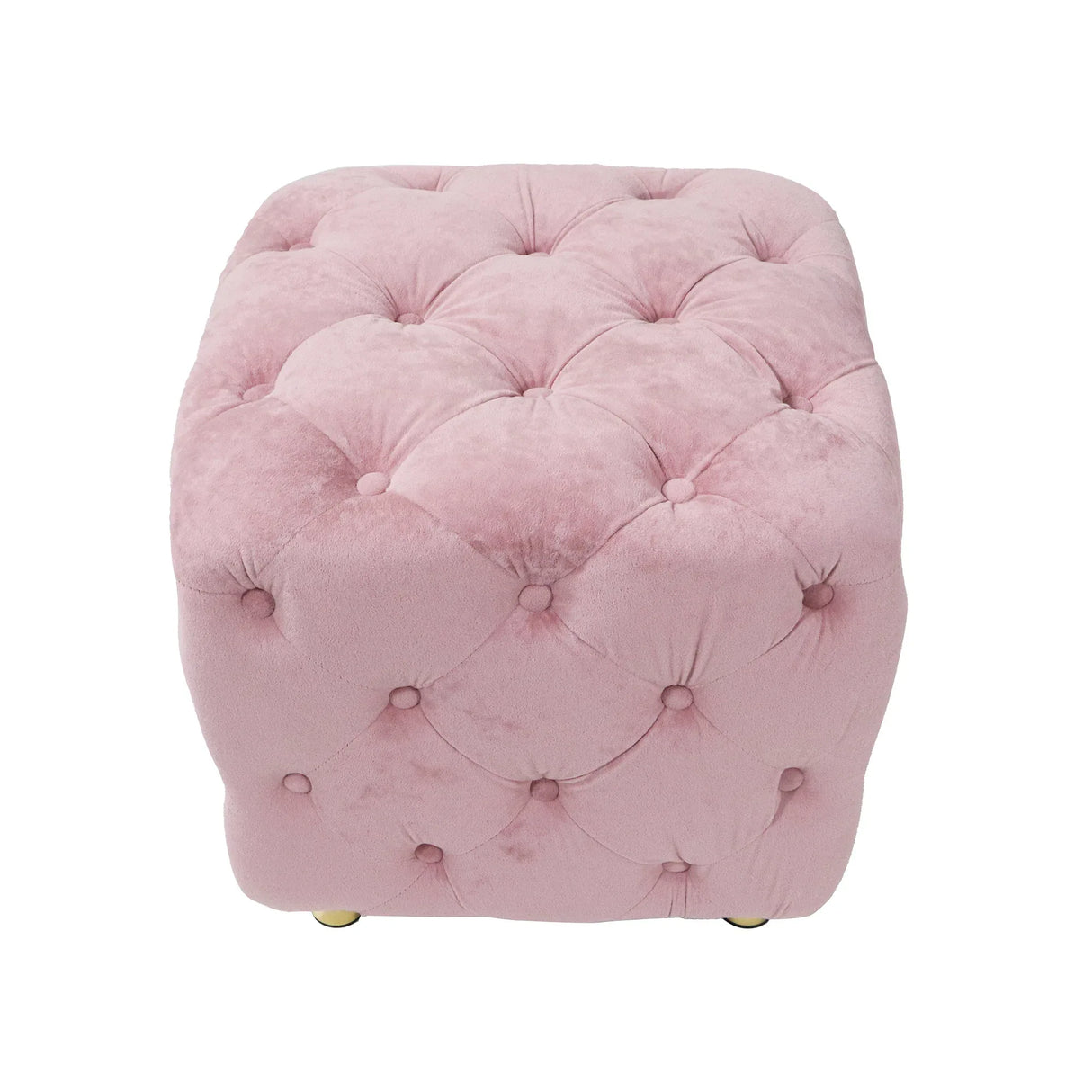 Pink Velvet Dice-Shaped Storage Ottoman With Foam Seat - Omega Lifestyles
