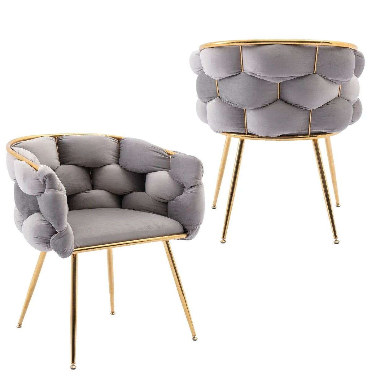 Modern Gray Velvet Accent Chair With Gold Legs - Omega Lifestyles