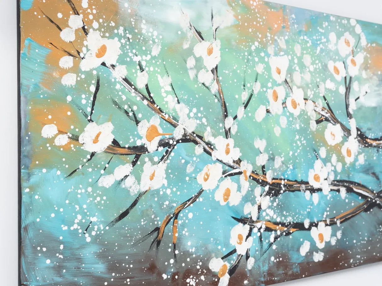 Hand-Painted Lime Green Landscape Canvas Wall Art - Omega Lifestyles