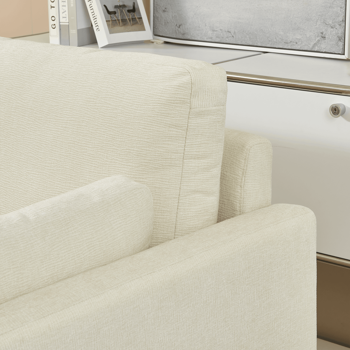 Modern Chenille Fabric 2-Seat Loveseat Sofa - Omega Lifestyles