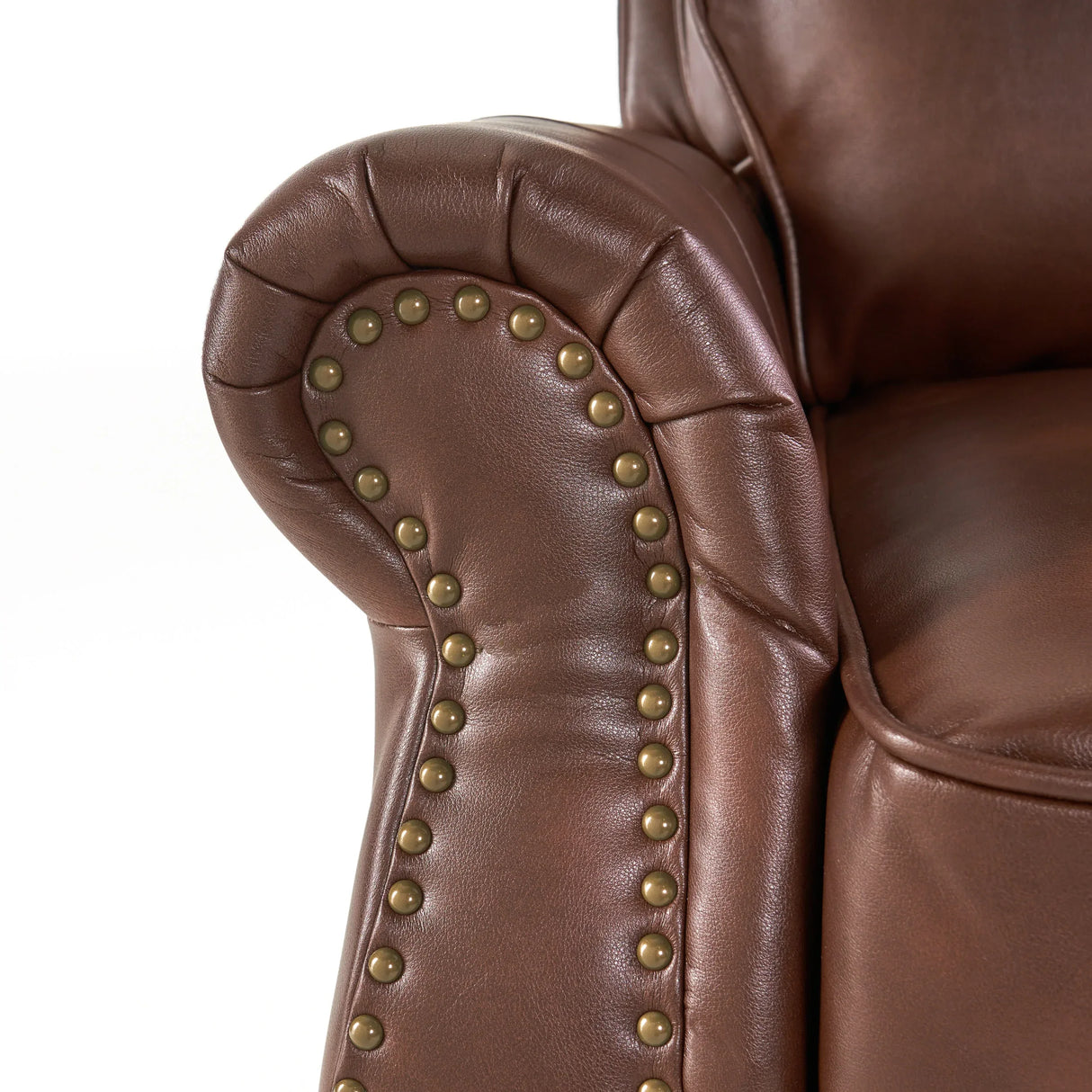 Contemporary Brown PU Pushback Recliner With Rubberwood Legs - Omega Lifestyles