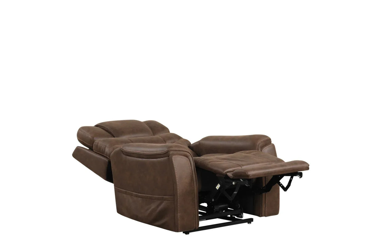 Transitional Walnut Fabric Dual Motor Lift Massage Chair - Omega Lifestyles