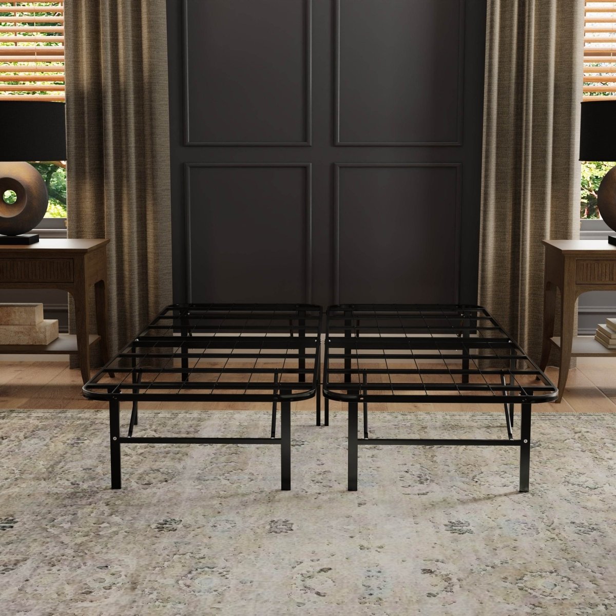 High Rise Steel Platform Bed Frame Foundation - Sleep Galleria