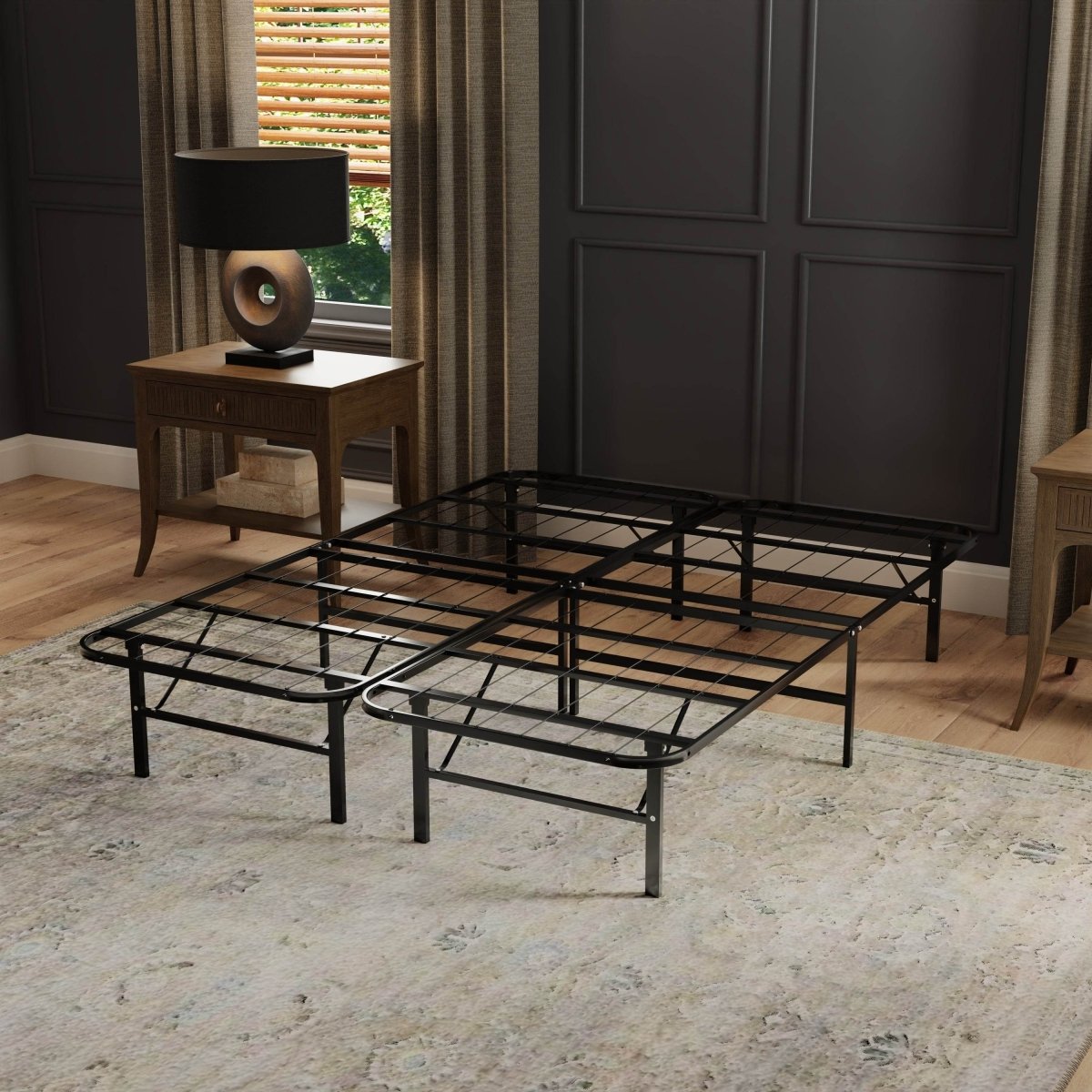 High Rise Steel Platform Bed Frame Foundation - Sleep Galleria